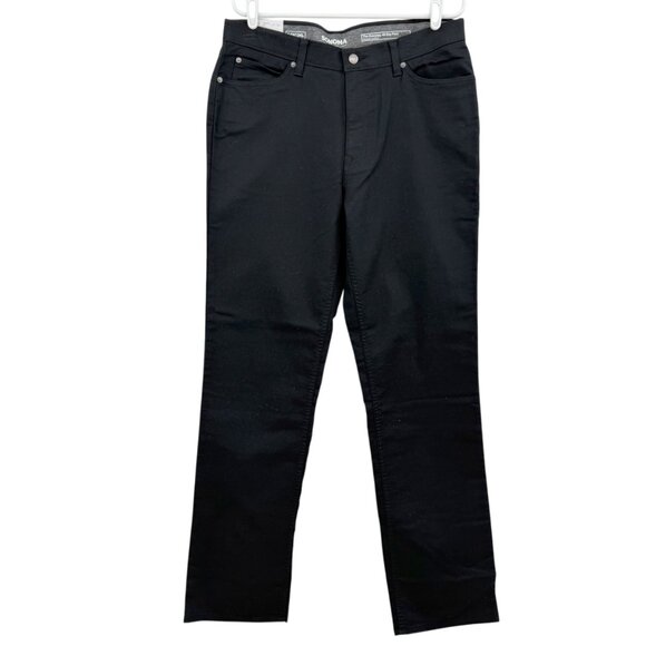 Sonoma Men's Everyday All-Day Straight Leg Stretch Black Pants Size 34x34 NWT - Picture 1 of 13